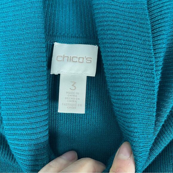 Chico’s green teal blue turtleneck viscose sweater XL/16 - Picture 5 of 6
